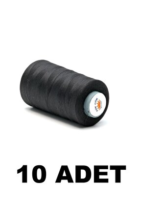 KOZALI 10 Adet 120 Numara Siyah Renkli Polyester Dikiş İpliği 5000 Metre