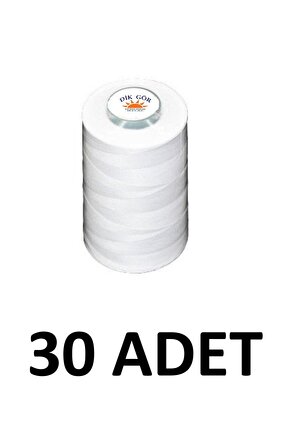KOZALI MARKA 30 Adet 120 Numara Beyaz Polyester Dikiş İpliği 5000 Metre