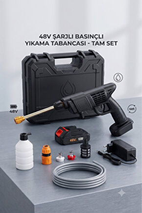 Şarjlı Basınçlı Oto Yıkama ve Bahçe Sulama Tabancası 48V