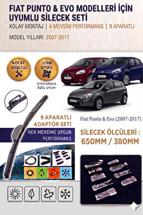 Fiat Punto  Punto Evo Ön Cam Silecek Takımı 2007-2017