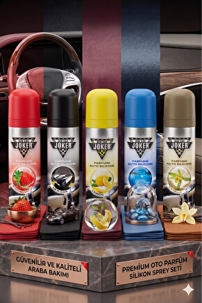 Torpido Deri Plastik İçin Parlatıcılı Silikon Oto Kokusu Parfüm Sprey 5 adet Karışık Kokulu 200 ml