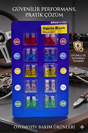 Oto Araba Standart Bıçak Sigorta Seti 10lu Paket