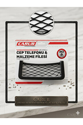 Oto Cep Telefonu ve Malzeme Filesi Araç İçi Fileli Ceplik 20x8 cm