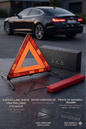 Üçgen Reflektör Metal Ayaklı Katlanabilir Kutulu Uyarı İkaz Reflektörü