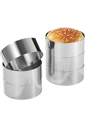 Mold Chef Yuvarlak Hamburger Ekmeği Pişirme Kalıbı Çap 10 cm 6 LI Set