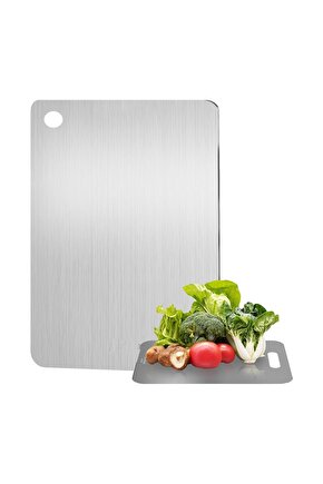 Mold Chef Metal Kesme Tahtası, Paslanmaz Çelik Mutfak Için Çift Taraflı Doğrama Tahtaları 28x20cm