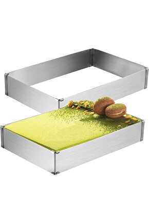 Mold Chef Dikdörtgen Ayarlanabilir Kek Pasta Kalıbı Derinlik 6cm