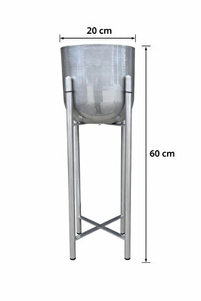 ATLAS 60 CM GÜMÜŞ AYAKLI SAKSILIK ÇAP 20 CM