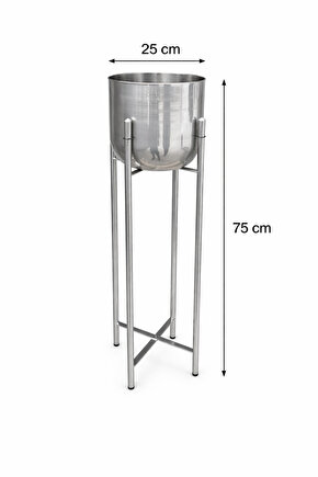 75 CM AYAKLI GÜMÜŞ SAKSILIK ÇAP 25 CM
