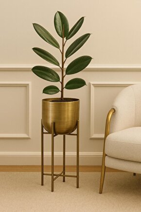 60 CM GOLD ESKİTME AYAKLI SAKSI ÇAP 20 CM