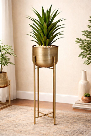 75 CM GOLD ESKİTME SAKSILIK ÇAP 25 CM