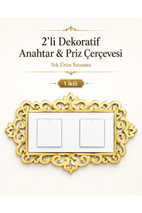 Gold Dekoratif Anahtar Priz Çerçevesi 2li