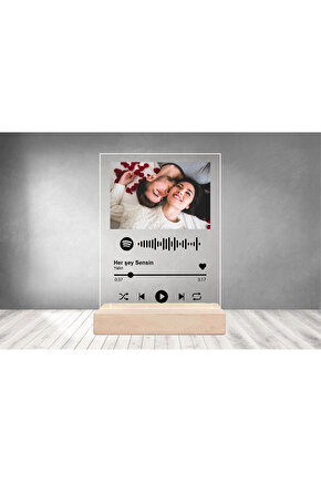 Spotify Kişiye Özel Pleksi Fotoğraf Ahşap Standlı | Sevgiliye Özel Hediye