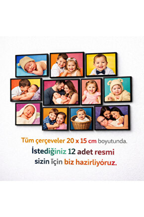 Kişiye Özel Fotoğraf Tablo Seti 12’li | 20x15 cm MDF UV Baskı Duvar Dekoru