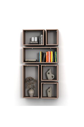 KUTU RAF - MODEL 2 ( DERİNLİK 15 CM ) HARELİ CEVİZ (MAT)