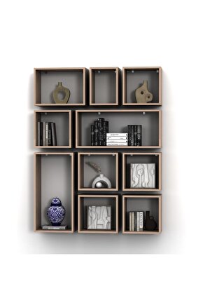 KUTU RAF - MODEL 4 ( DERİNLİK 30 CM ) HARELİ CEVİZ (MAT)