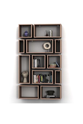 KUTU RAF - MODEL 6 (DERİNLİK 15 CM ) HARELİ CEVİZ (MAT)