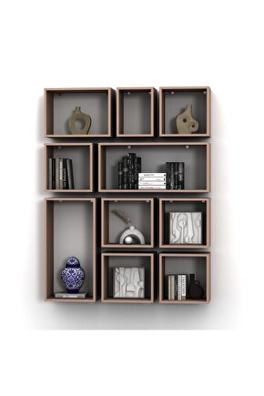 KUTU RAF - MODEL 4 ( DERİNLİK 20 CM ) HARELİ CEVİZ (MAT)