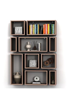 KUTU RAF - MODEL 7 (DERİNLİK 30 CM ) HARELİ CEVİZ (MAT)