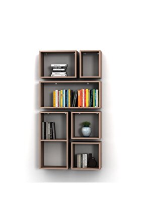 KUTU RAF - MODEL 3 ( DERİNLİK 15 CM ) HARELİ CEVİZ (MAT)