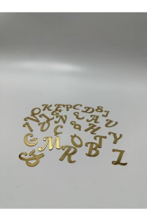 Pleksi Alfabe Harfler ( Tüm Alfabe ) Yapışkanlı Altın Renk 3 Cm