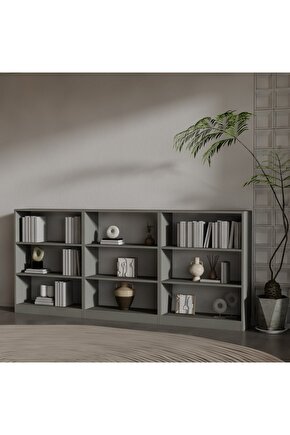 LUCCA 3 LÜ SUNTALAM KİTAPLIK ( 106 X 240 X 28 ) ANTRASİT ( MAT )