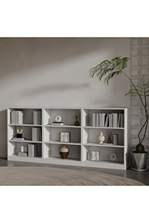 LUCCA 3 LÜ SUNTALAM KİTAPLIK ( 106 X 240 X 28 ) BEYAZ ( MAT )