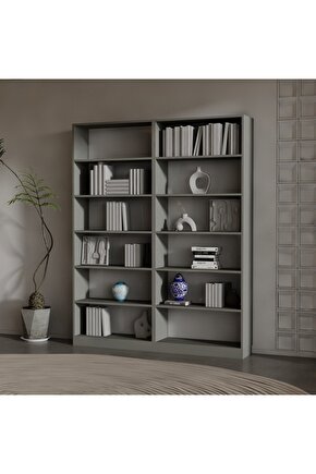 ALİZYA SUNTALAM KİTAPLIK ( 200 X 160 X 28 ) ANTRASİT ( MAT )