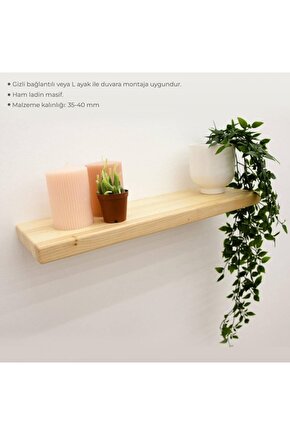 Masif Ladin Duvar Rafı Ham 130 Cm X 18 Cm