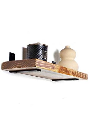 Masif Ladin Duvar Rafı Ceviz Renk 70 Cm X 18 Cm
