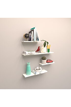 4 Lü Gizli Bağlantılı Raf Set ( 80 - 60 - 40 - 40 ) Beyaz ( Mat )