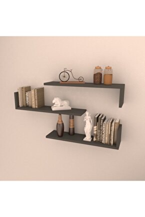 3 Lü L Raf Set ( 60 Cm ) Antrasit ( Mat )