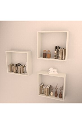 3 Lü Box Raf Set Beyaz ( Mat )