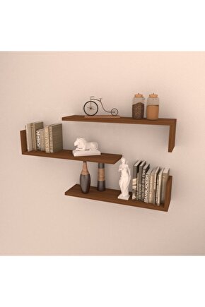 3 Lü L Raf Set ( 60 Cm ) Hareli Ceviz (mat)