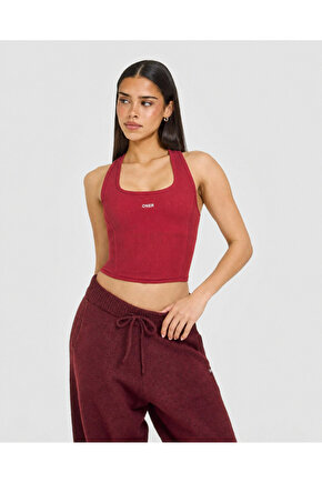 Oner Kare Yaka Nakışlı Fitilli Büstiyer Atlet - Destekli ve Şekillendirici Prenses Kesim