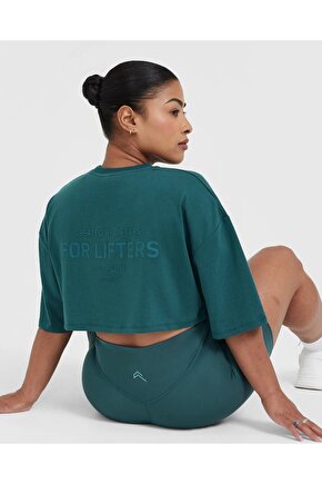 Oneractive crop t-shirt Koyu yeşil