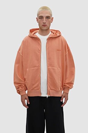 Unisex Fermuarlı Sweatshirt Peach