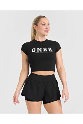 Oneractive crop t-shirt Siyah