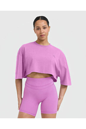 Oneractive Klasik Crop Tişört Electric Lilac