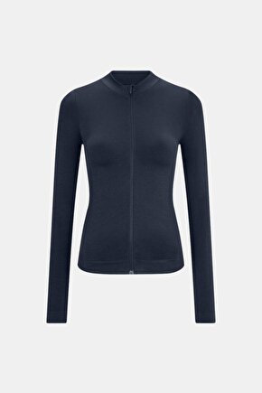 Seamless Zip Up Spor Ceket - Siyah