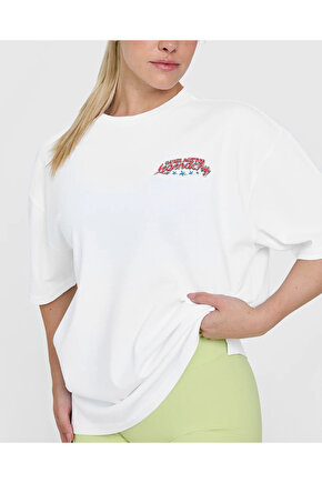 Oneractive graphic washed tshirt Beyaz