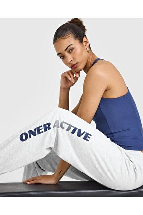 Oversized Logo Jogger – Açık Gri