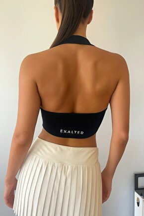 EXALTED Halter Neck Siyah Crop Top