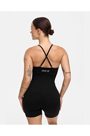 Kadın Seamless Siyah Spor Tulum