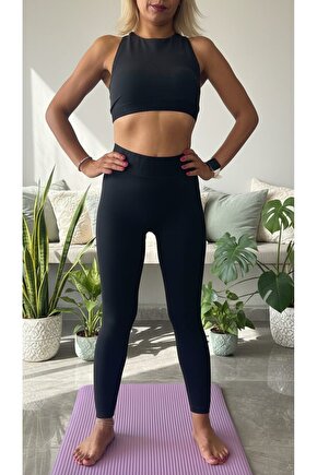 Gymshark Siyah Seamless Yüksek Bel Spor Tayt