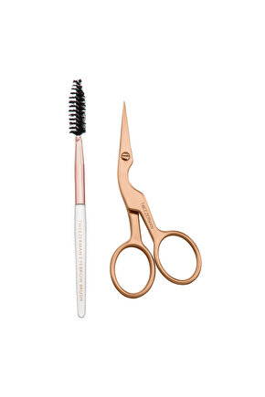 Brow Scissors & Brush Rose Gold - Rose Gold Kaş Makası ve Fırçası