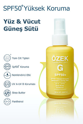 50 SPF+ Güneş Koruyucu Yüz ve Vücut Sütü 100 ml