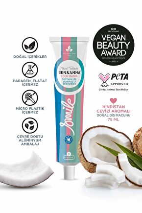 Ben & Anna Florürlü Hindistan Cevizi Aromalı Diş Macunu 75 ml Ferah Nefes Vegan