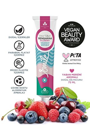 Ben & Anna Florürlü Yaban Mersini Aromalı Diş Macunu 75 ml Ferah Nefes Vegan