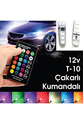 Silikon T10 Park Ampülü 12 Led Rgb Uzaktan Kumandalı Park ve Plaka Lambası
